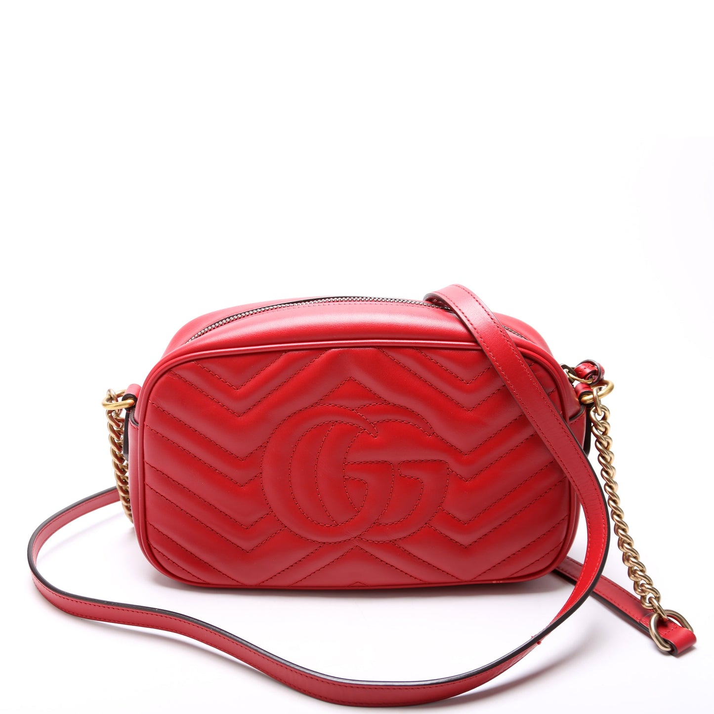 Gucci 447632 Marmont Small Leather Camera Red Bag