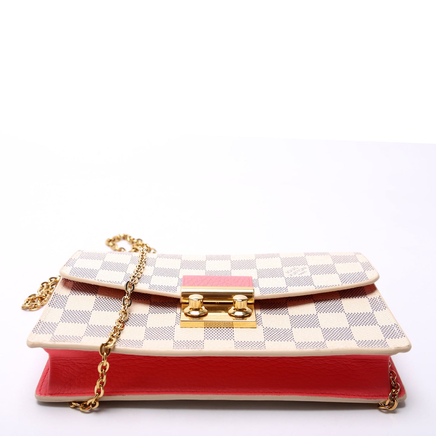 Louis Vuitton Croisette Chain Wallet NM Damier Azur Salmon