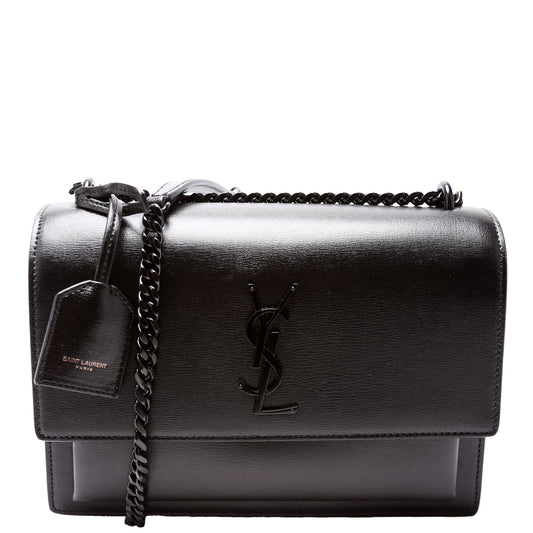 Saint Laurent Sunset Medium Smooth Leather Black 442906 Bag