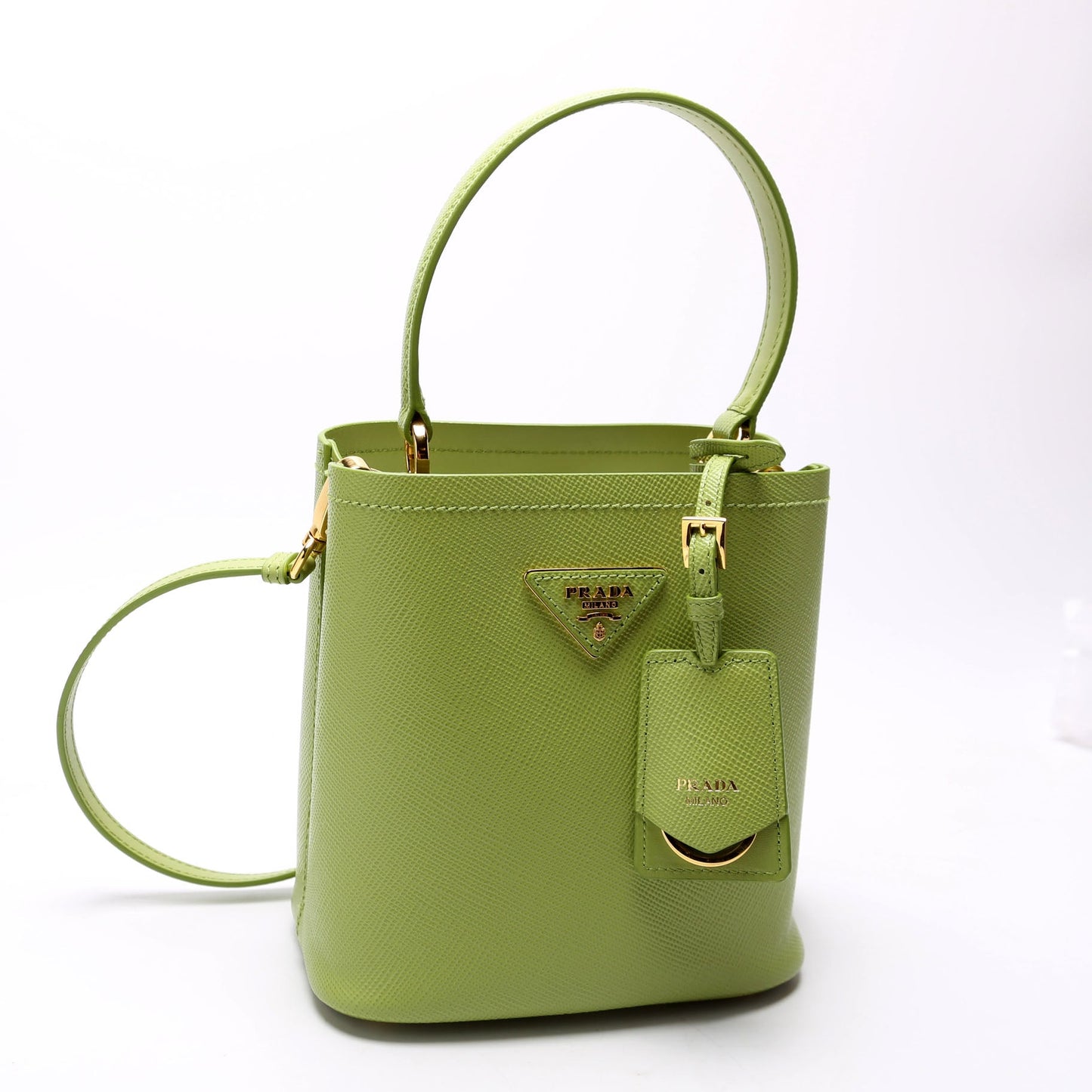 Prada 1BA217 Saffiano Cuir Small Panier Green Bag