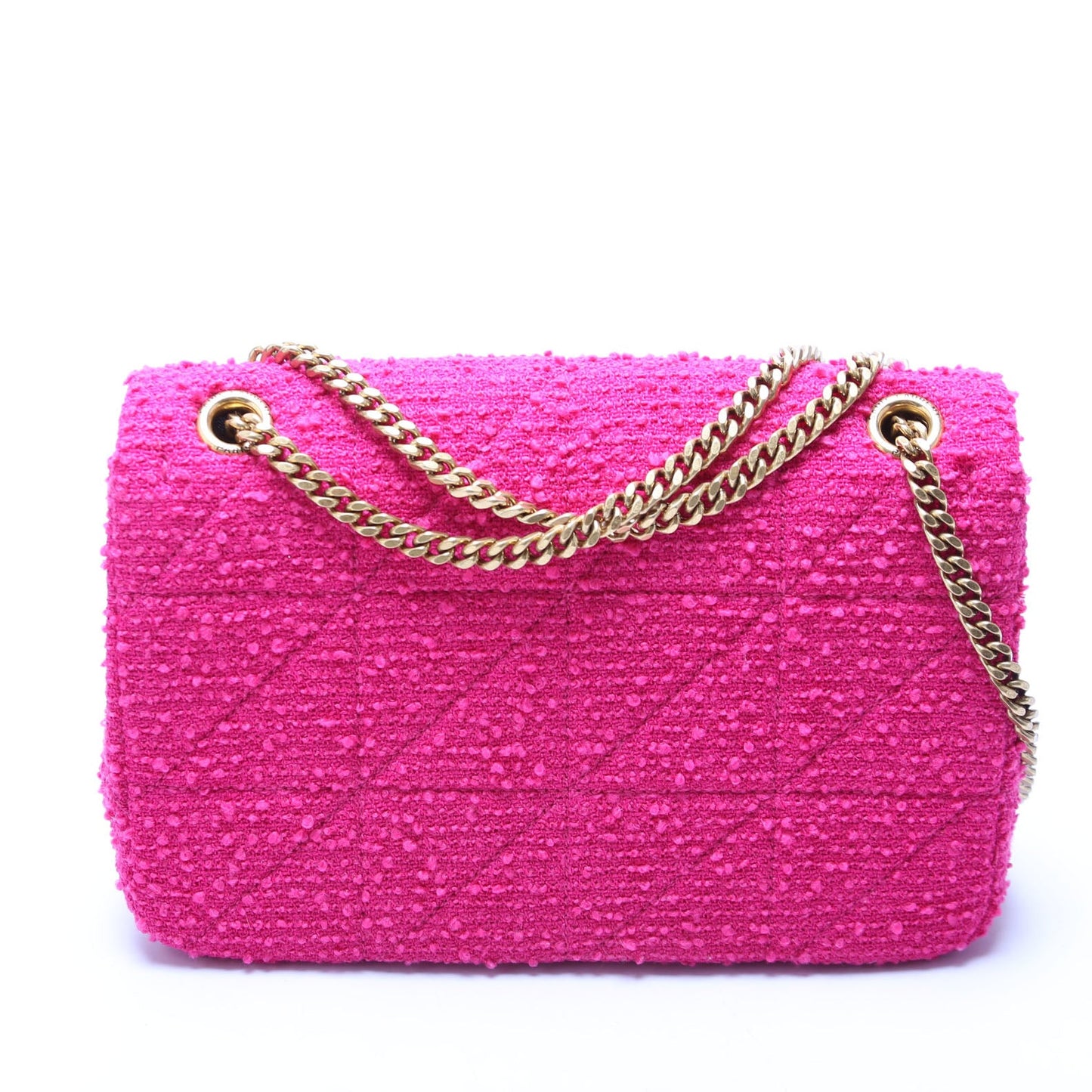 Saint Laurent 6348202 Jamie Quilted Tweed Medium Chain Pink Bag