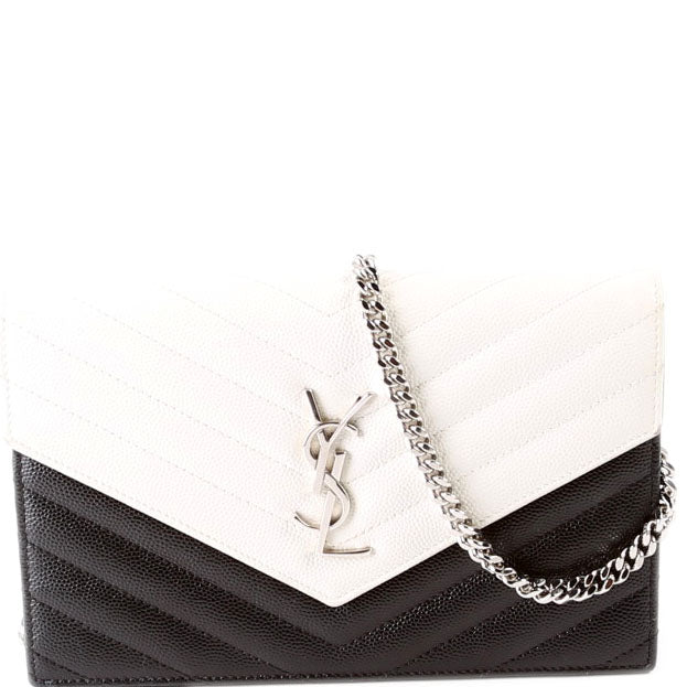 Saint Laurent Envelope Chain Wallet White/Black Bag