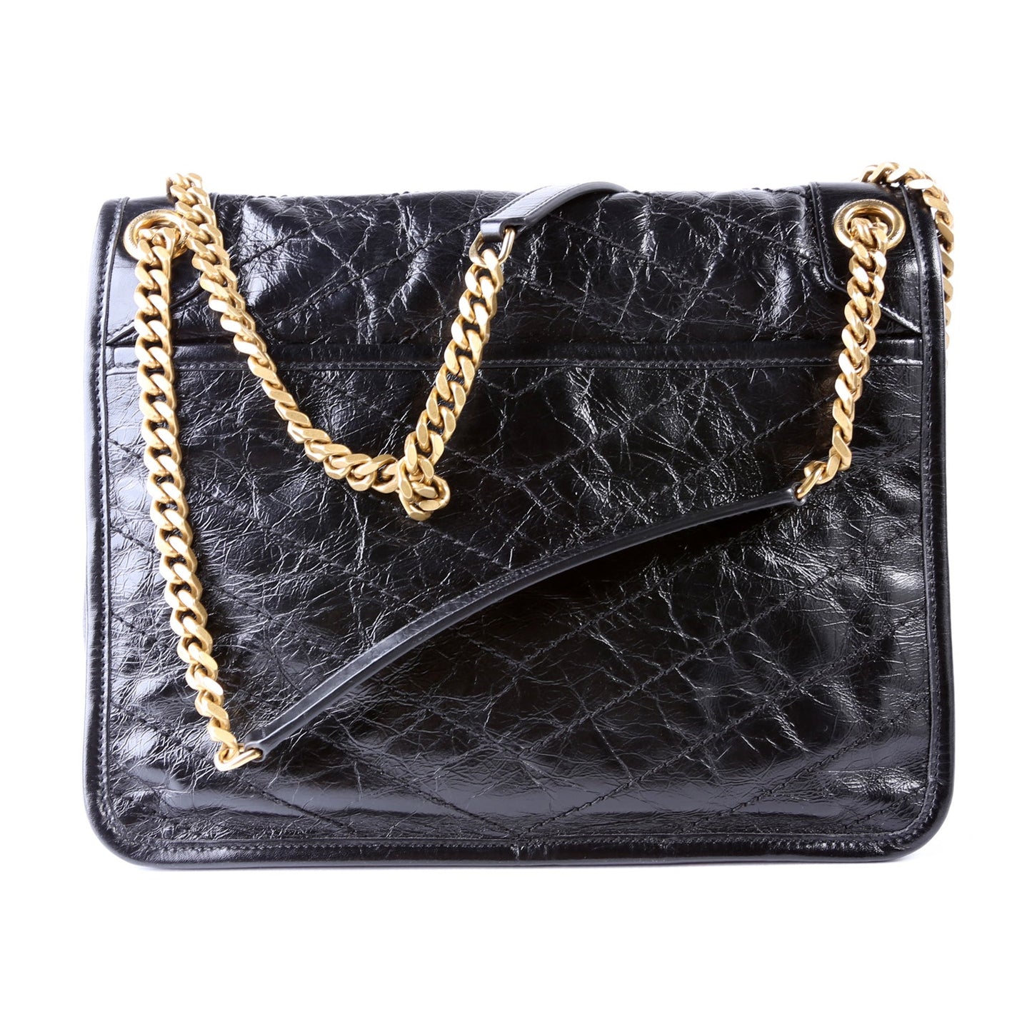 Saint Laurent Niki Medium Crinkle Leather Black Bag