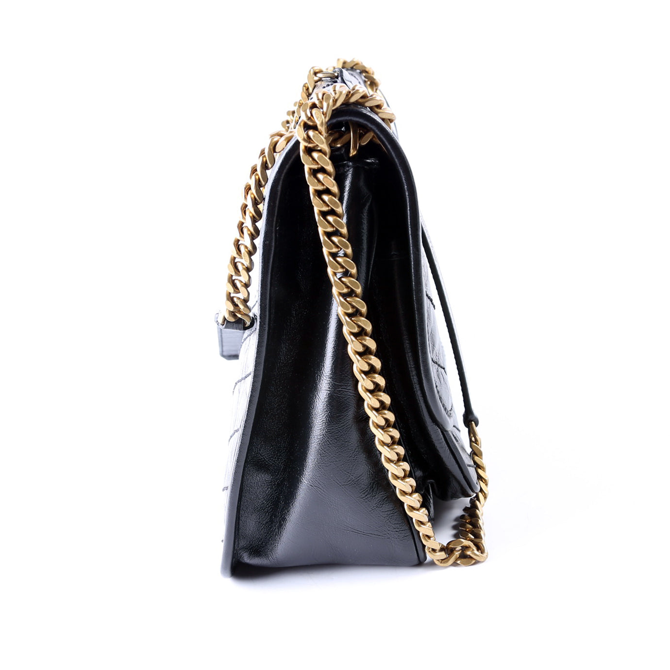 Saint Laurent Niki Medium Crinkle Leather Black Bag