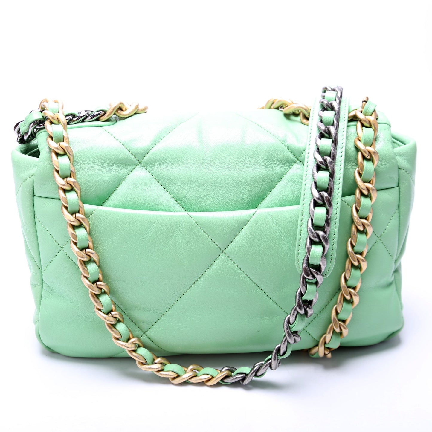 Chanel 19 Medium Flap Quilted Goatskin 30M Green Bag