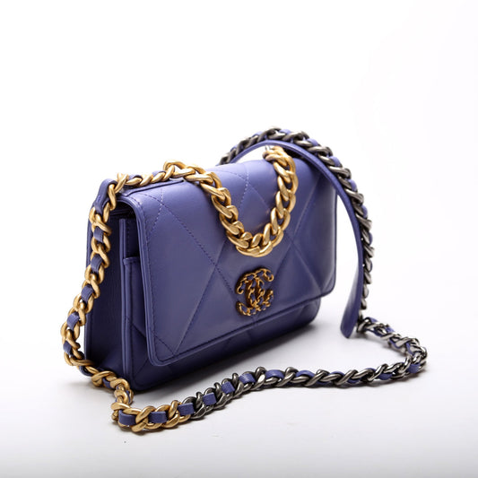 Chanel 19 WOC Quilted Lambskin 30M Purple Bag