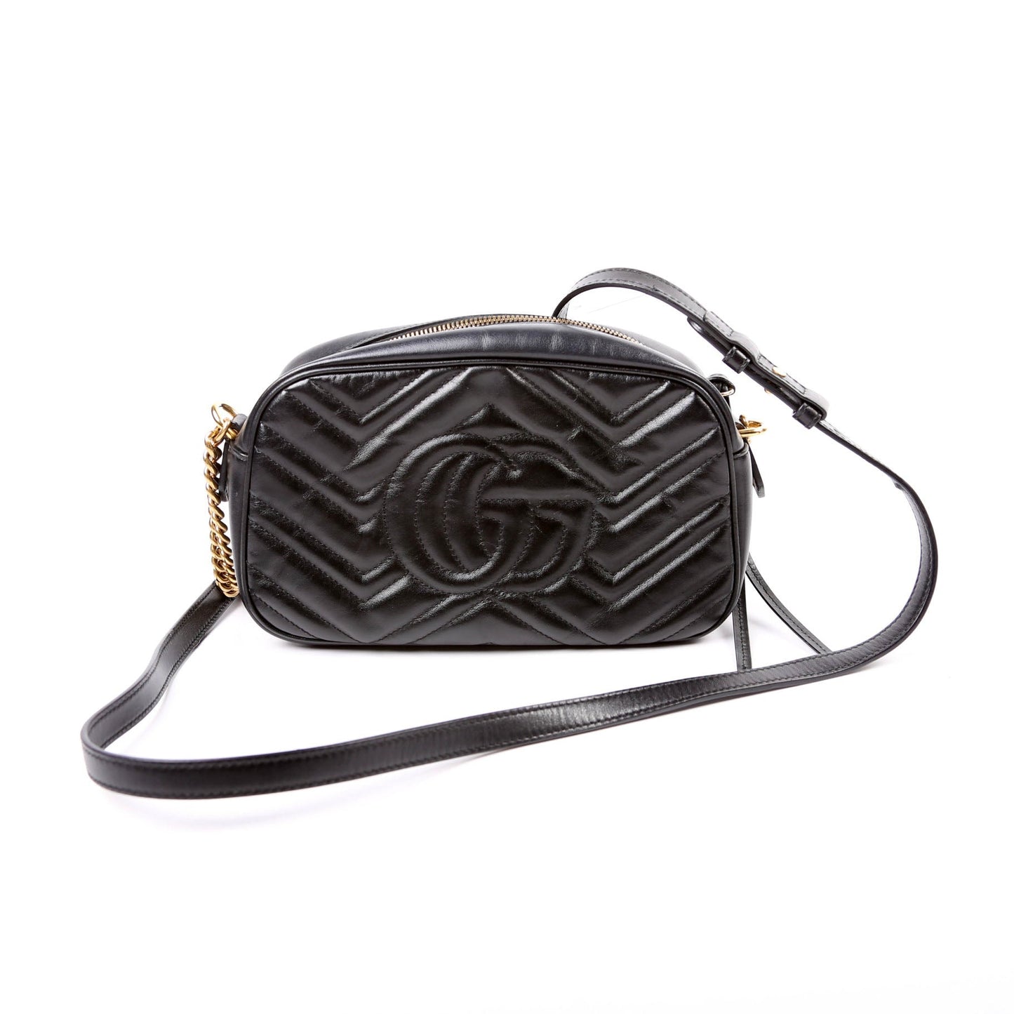 Gucci 447632 Marmont Small Leather Camera Black Bag