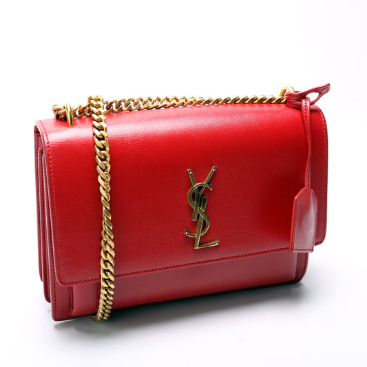Saint Laurent Sunset Medium Smooth Leather 442906 Red Bag
