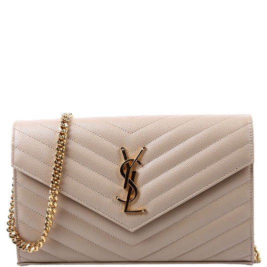 Saint Laurent Grain De Poudre Chain Wallet 377828 Tan Bag