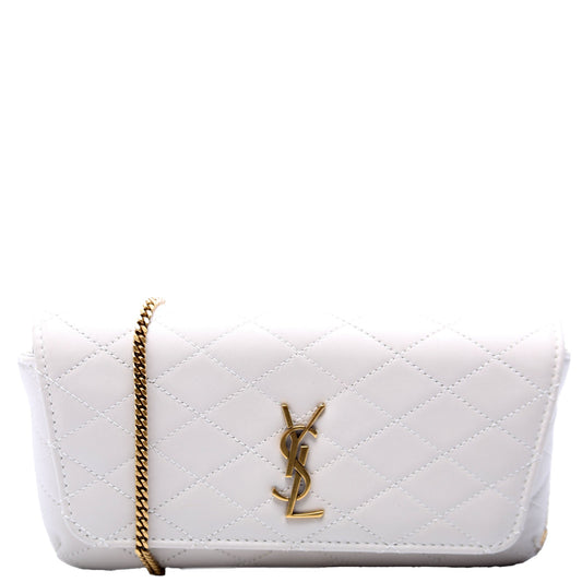 Saint Laurent 754051 Gaby Phone Case Quilted Lambskin White Bag