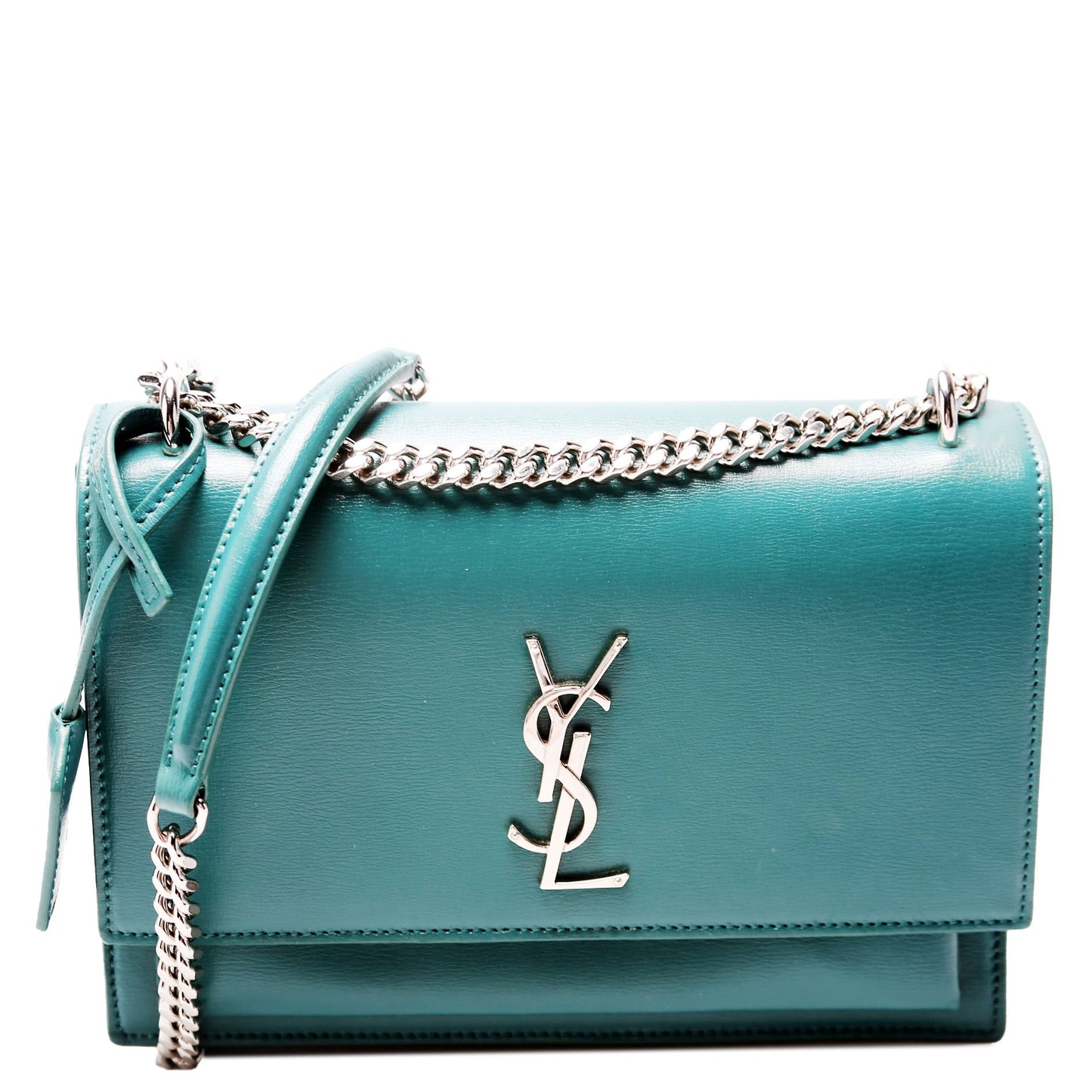 Saint Laurent Sunset Medium Smooth Leather 442906 Teal Bag