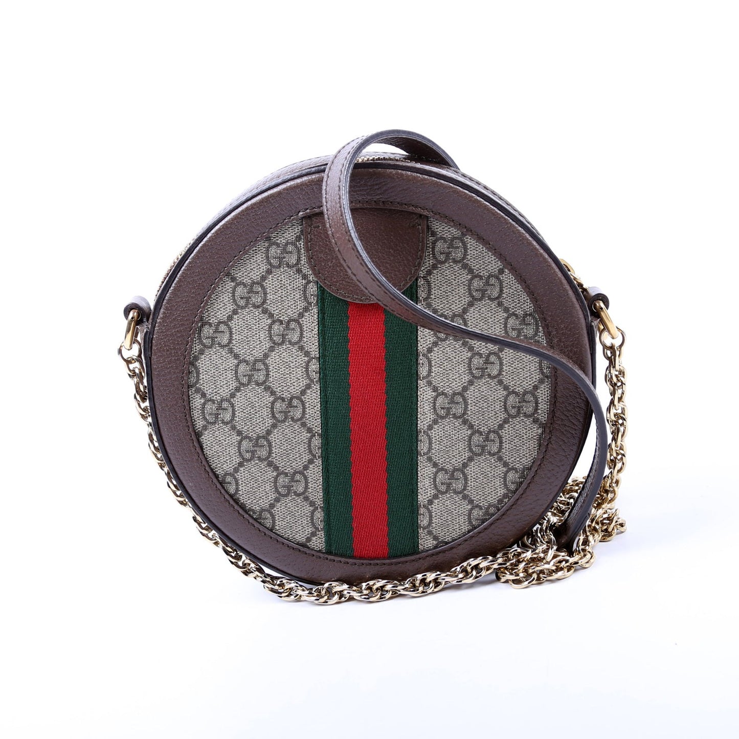 Gucci 550618 Ophidia GG Supreme Round Small Crossbody Brown Bag
