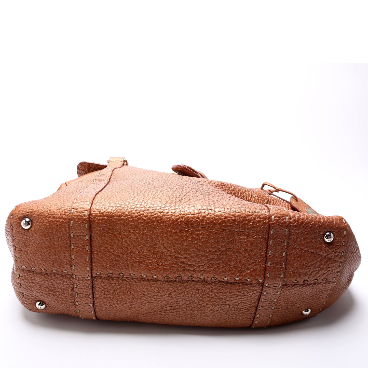 Fendi 8BR487 Linda Selleria Leather Medium Brown Bag