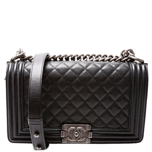 Chanel Boy Flap Medium New Caviar 25-28M Black Bag