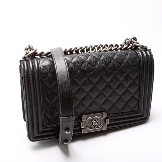 Chanel Boy Flap Medium New Caviar 25-28M Black Bag