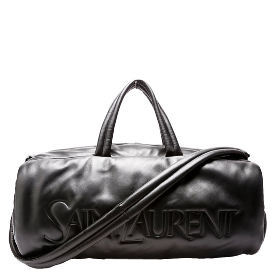 Saint Laurent Lambskin Debossed Logo Duffle Large 797640 Black Bag
