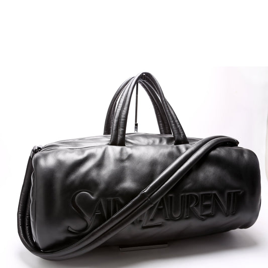 Saint Laurent Lambskin Debossed Logo Duffle Large 797640 Black Bag