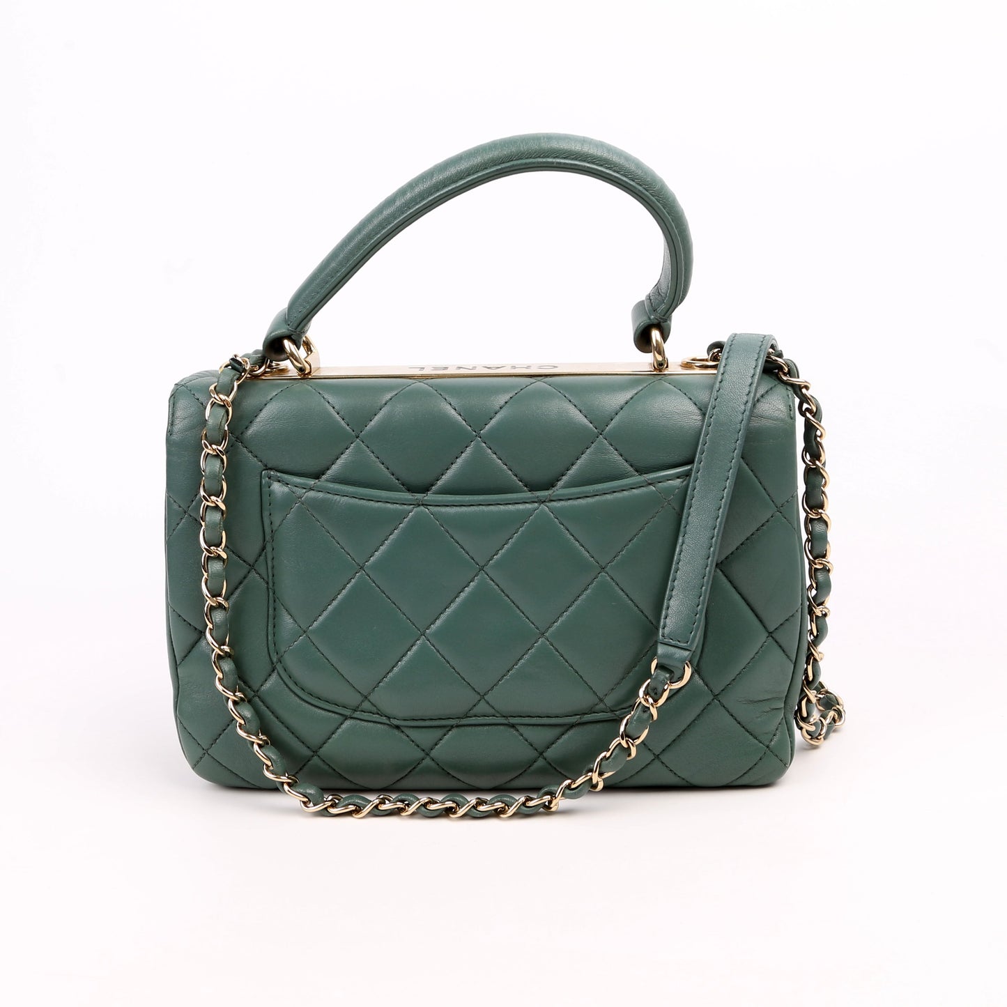 Chanel Trendy Top Handle Medium Lambskin 26M Green Bag