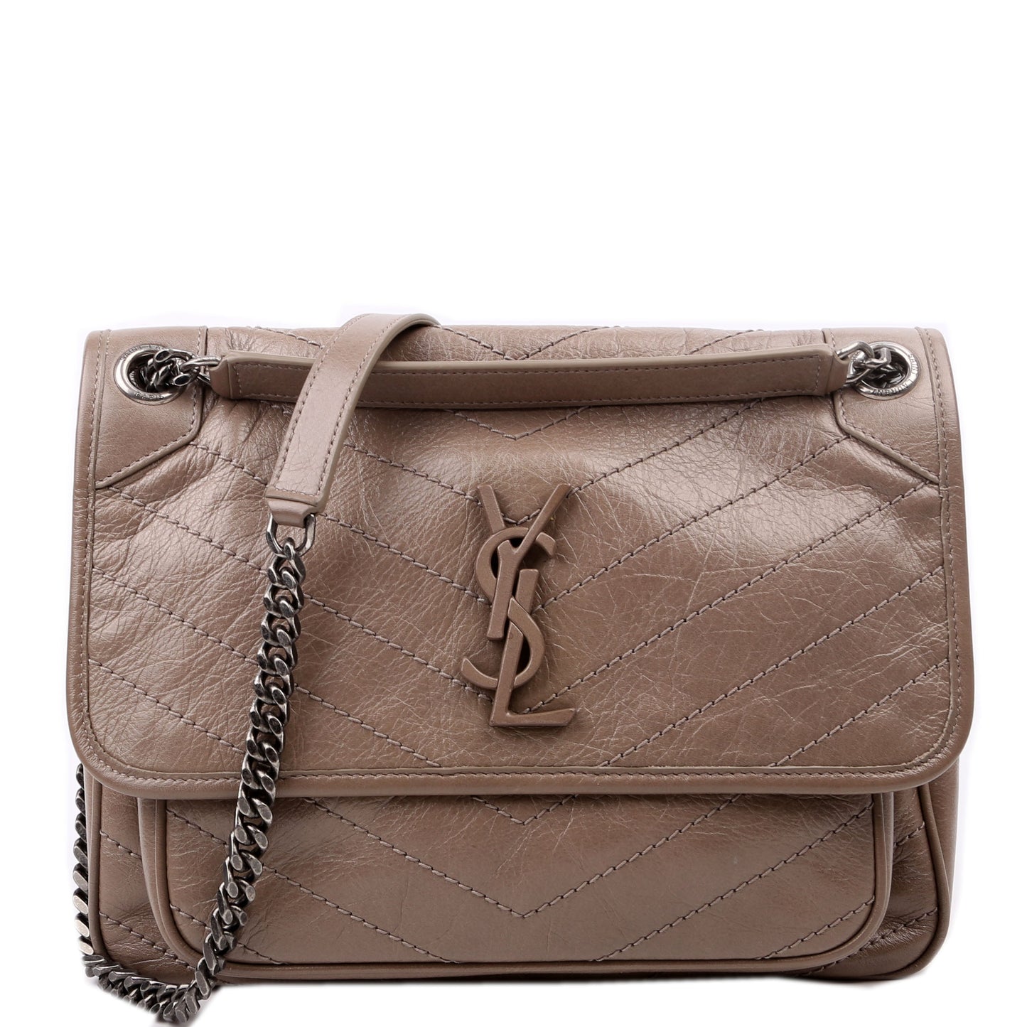 Saint Laurent Niki medium Crinkle Leather Taupe Bag