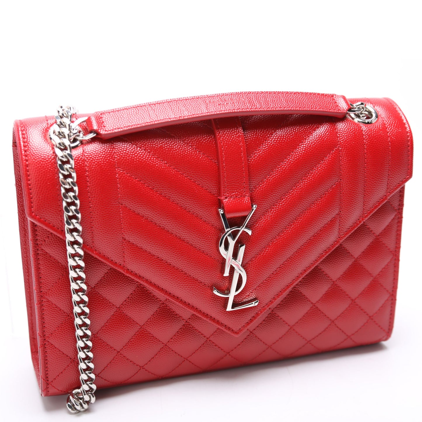 Saint Laurent Envelope Medium Tri-Quilt 600185/487206 Red Bag