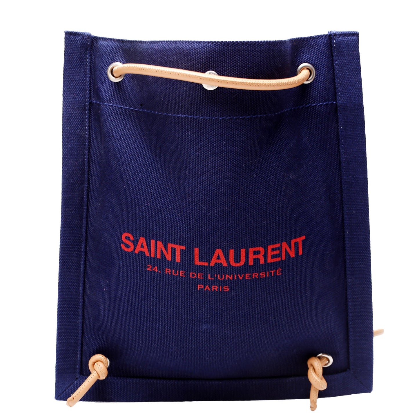 Saint Laurent Rive Gauche Backpack Linen Calfskin Blue/Red Bag