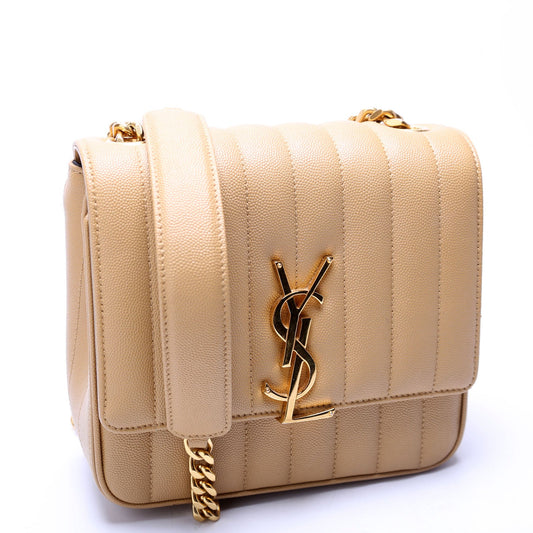 Saint Laurent Vicky Chain Medium Grain De Poudre 532612 Camel Bag