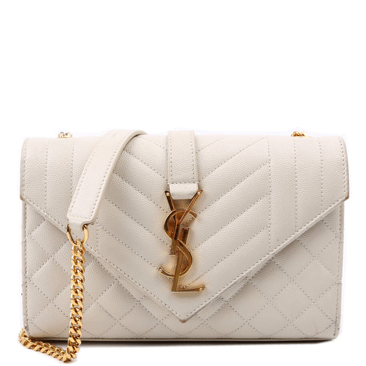 Saint Laurent Envelope Small Triquilt 600195 White Bag
