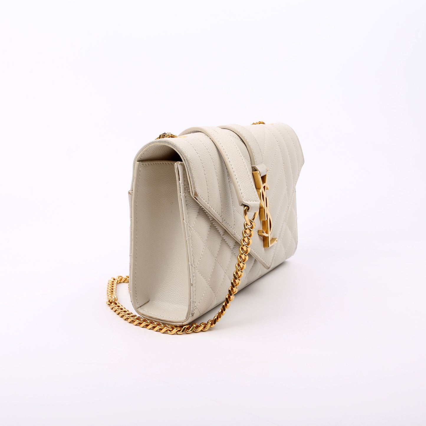 Saint Laurent Envelope Small Triquilt 600195 White Bag