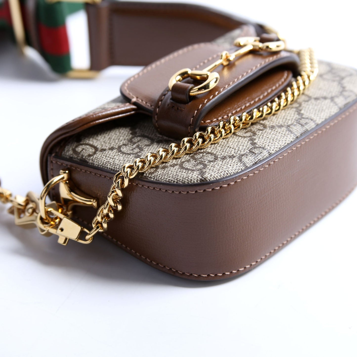 Gucci 699760 Horsebit 1955 GG Supreme Wallet On Strap Brown Bag