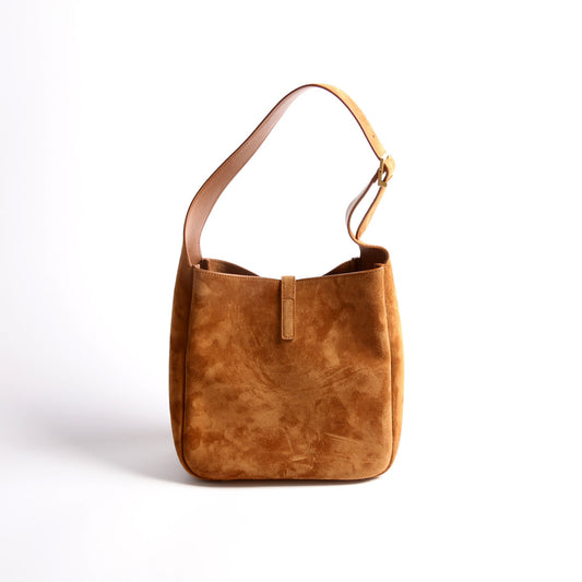 Saint Laurent 713938 Le 5 A 7 Suede Small Hobo Brown/Gold Bag