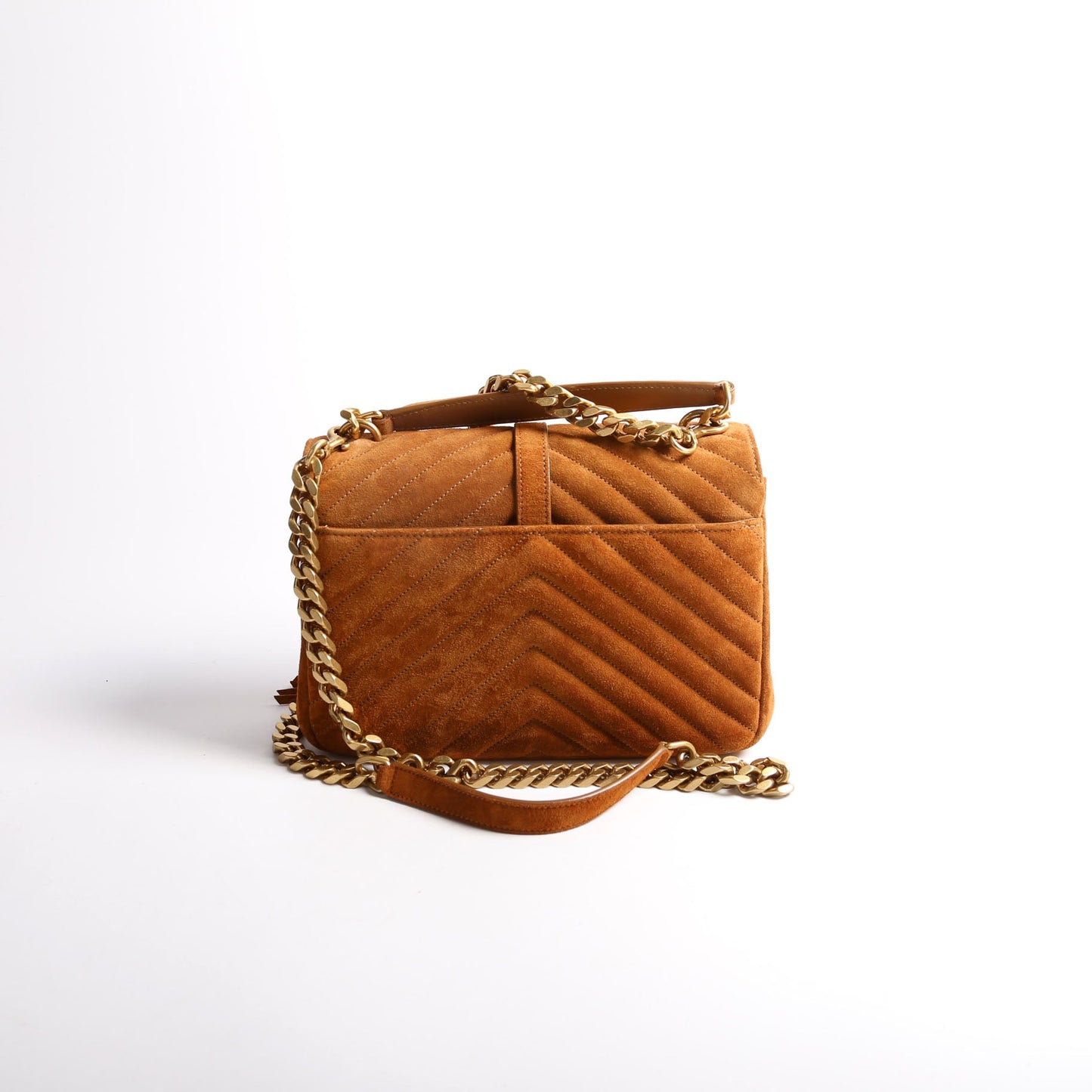 Saint Laurent College Medium Suede Fringe 531705 Brown Bag