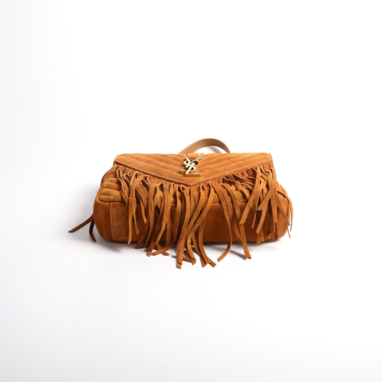 Saint Laurent College Medium Suede Fringe 531705 Brown Bag
