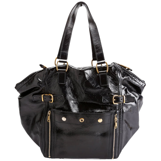 Saint Laurent Patent Leather Rive Gauche Downtown Shoulder Navy Bag