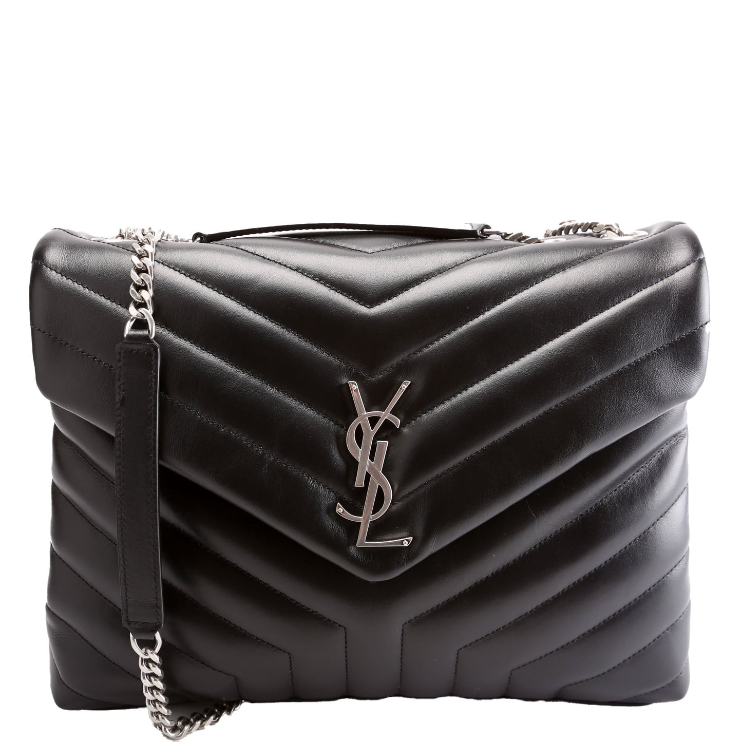 Saint Laurent Loulou Medium Quilted Black/Silver Bag