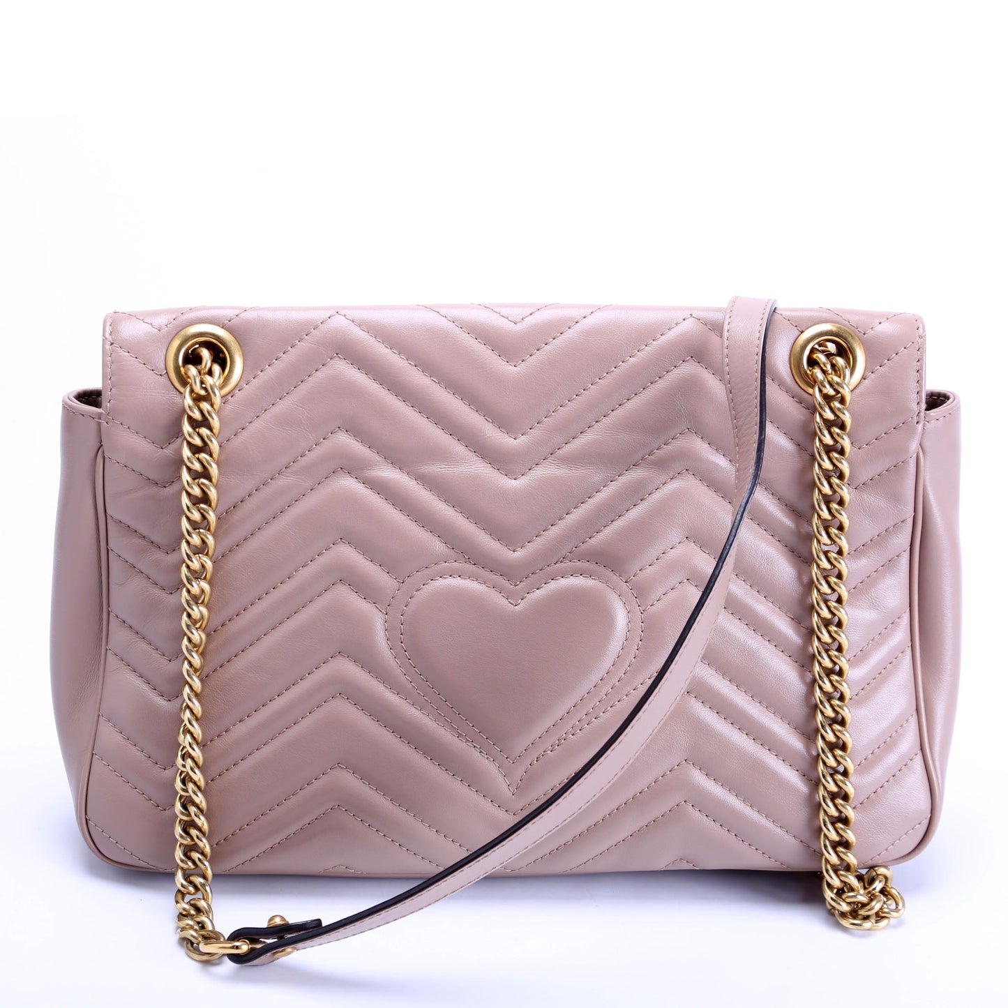 Gucci 443496 Marmont Leather Shoulder Medium Nude Bag