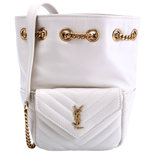 Saint Laurent Joe Bucket Mini White/Gold Bag
