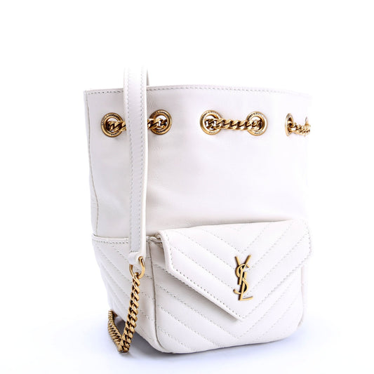 Saint Laurent Joe Bucket Mini White/Gold Bag