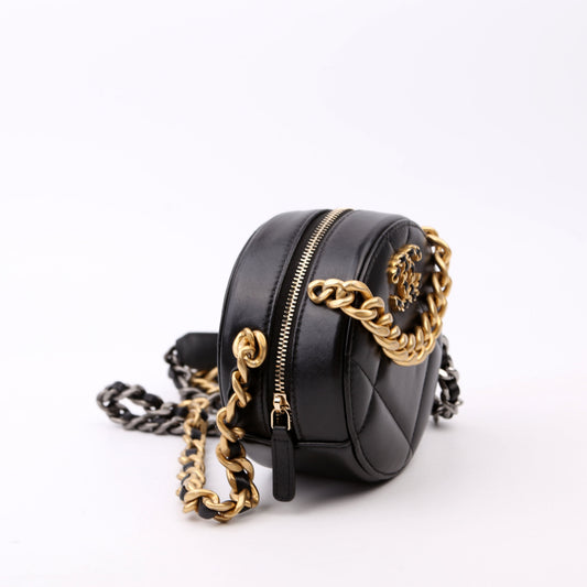 Chanel 19 Round Clutch Goatskin Bag