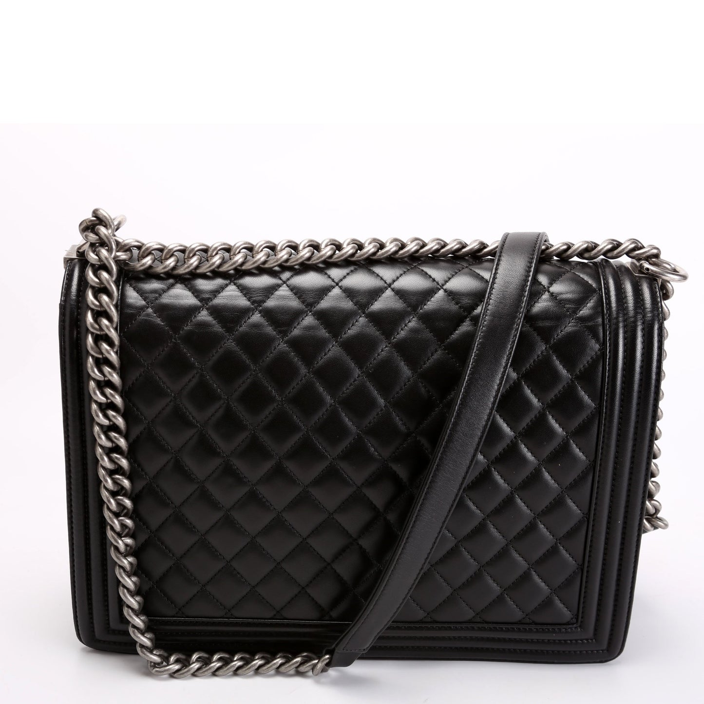 Chanel Boy Flap Large Lambskin Black/Silver Bag
