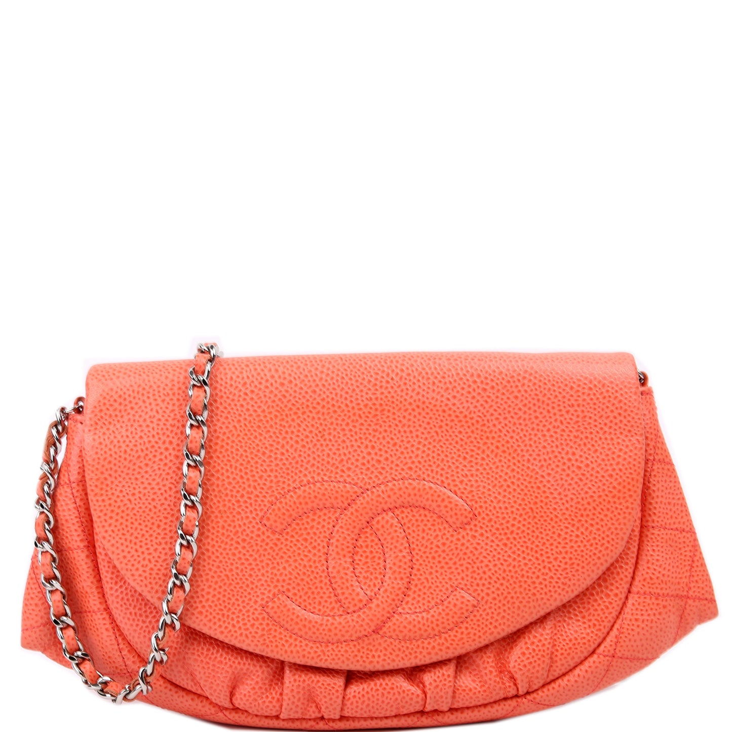 Chanel Wallet On Chain Half Moon Caviar Orange Bag
