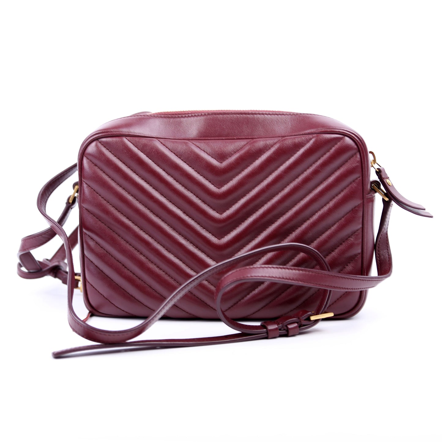 Saint Laurent Lou Camera Quilted Burgundy Bag