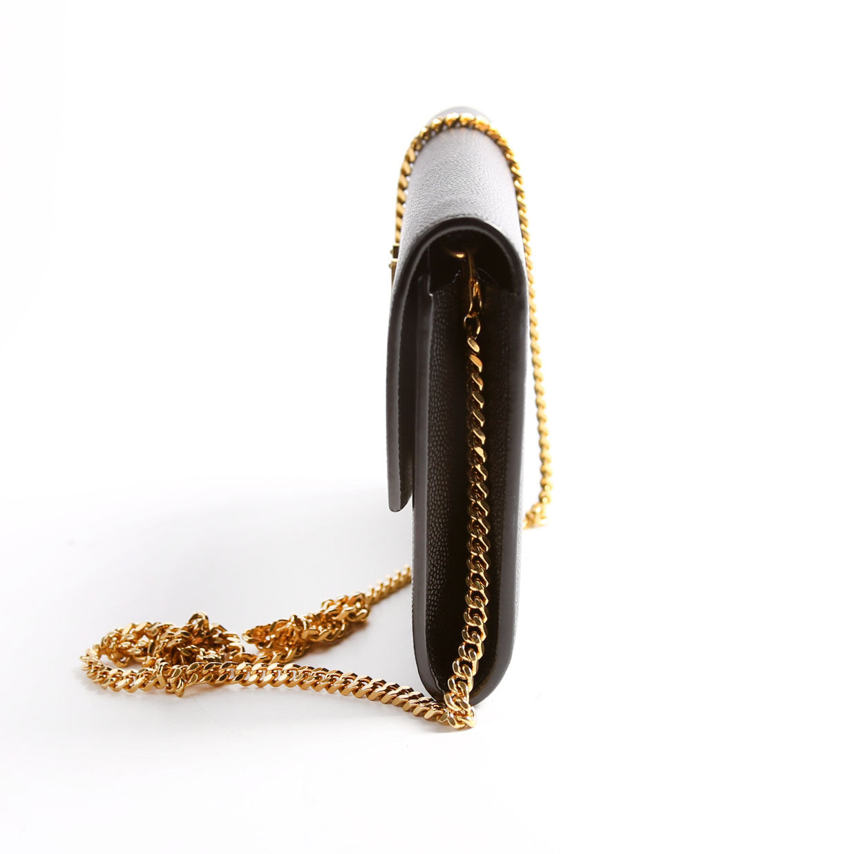 Saint Laurent Uptown Chain Wallet Grain 607788 Black Bag
