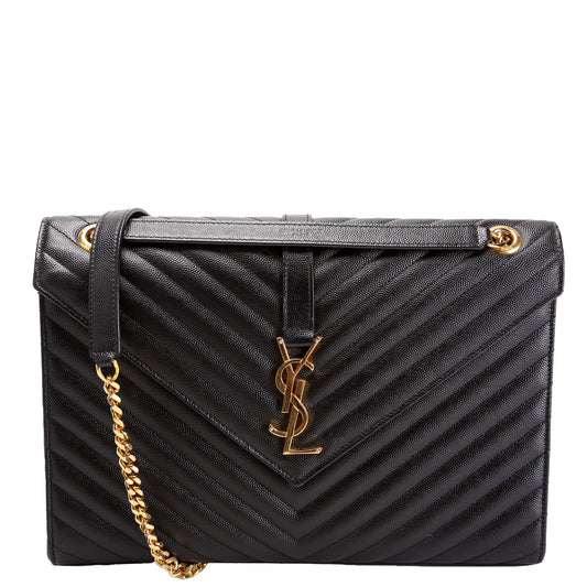 Saint Laurent 396910 Envelope Chevron Large Black Bag
