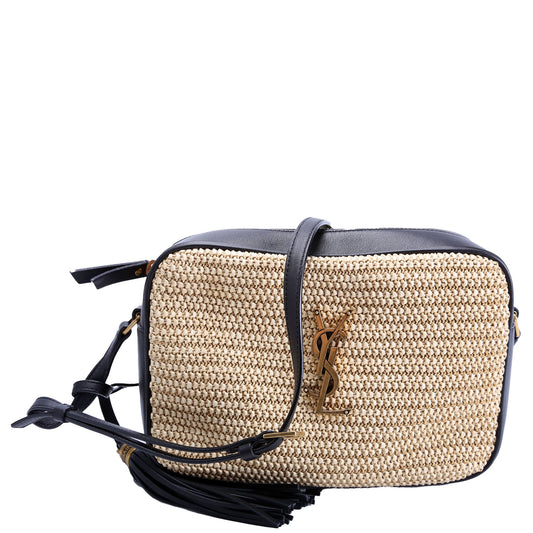 Saint Laurent 612542 Lou Camera Medium Raffia Tan Bag