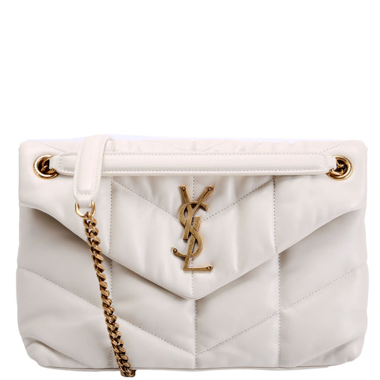Saint Laurent Puffer Quilted Small Lambskin 577476 Cream Bag
