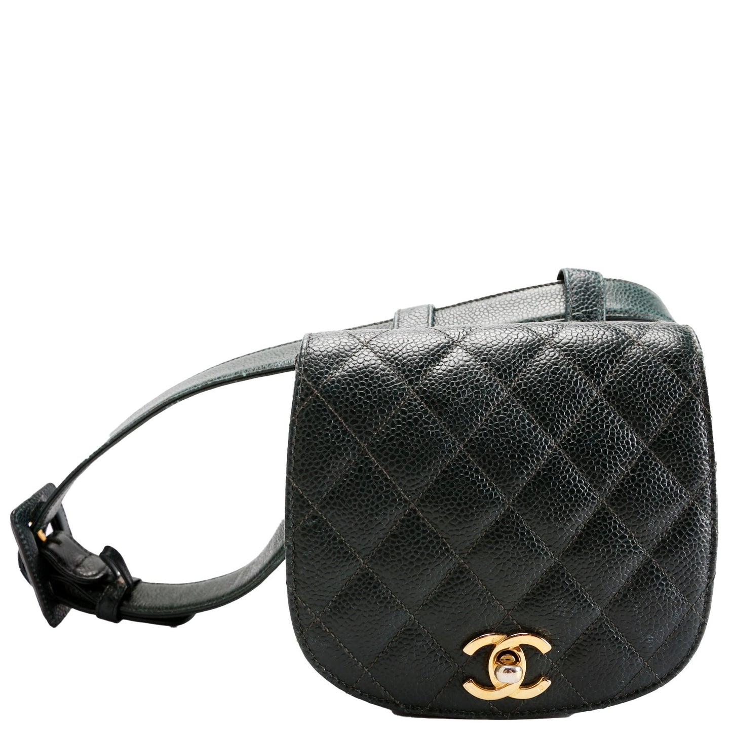 Chanel CC Turnlock Waist Belt Vintage Size 75/30 Green Bag
