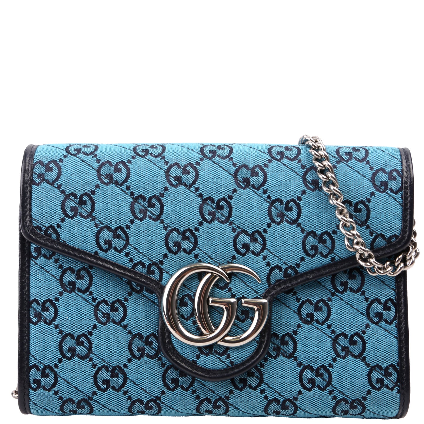 Gucci 474575 Marmont Chain Wallet Blue Bag