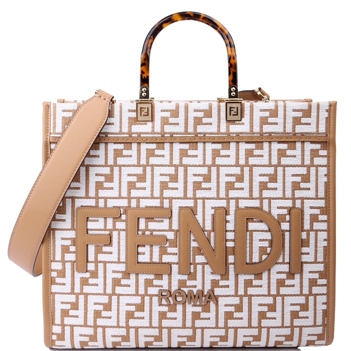 Fendi 8BH386 Sunshine Shopper Medium Raffia Bag