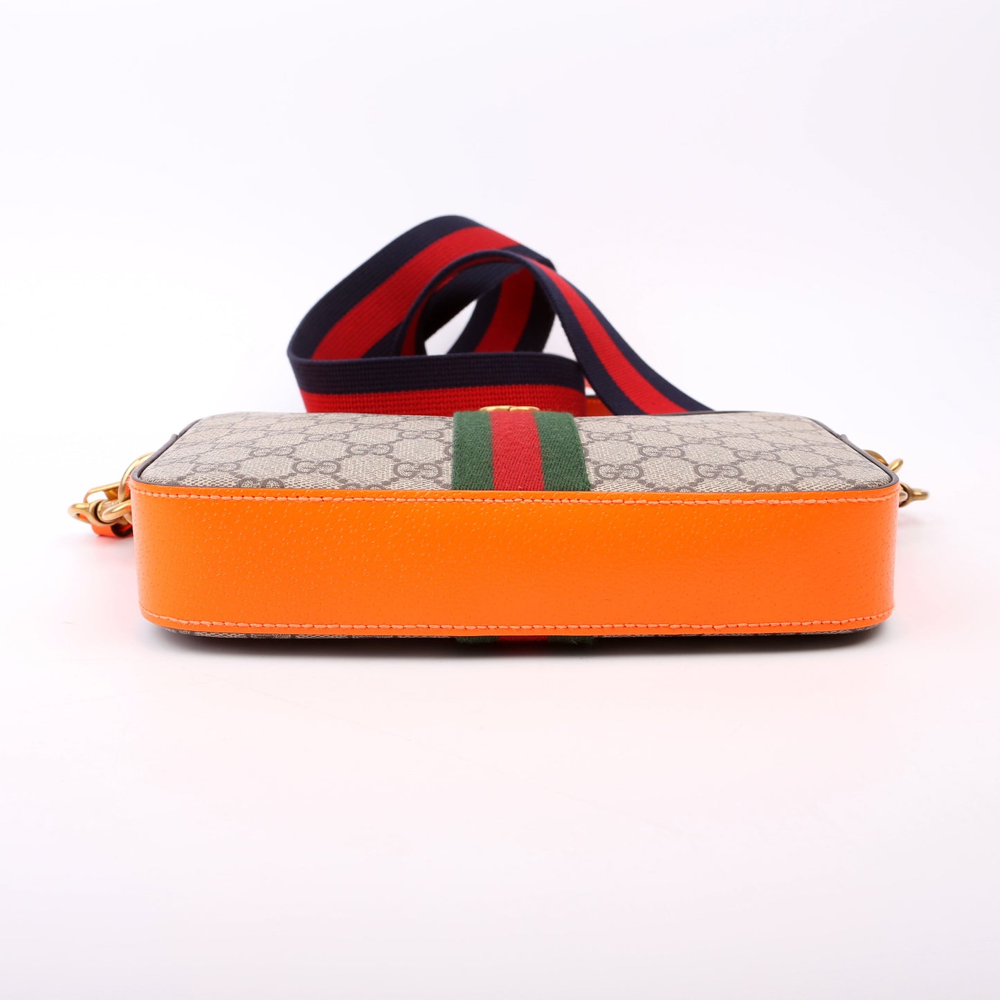 Gucci 699439 GG Supreme Ophidia Small Wristlet Crossbody Orange Bag
