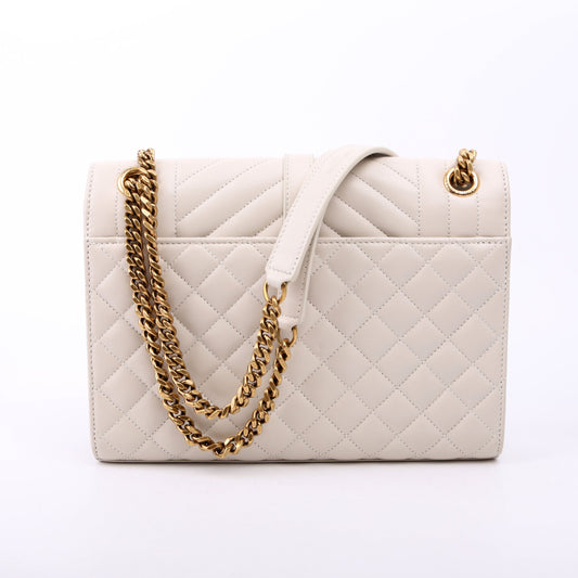 Saint Laurent Envelope Medium Tri-Quilt White Bag